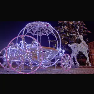 Escultura de Navidad con motivos en 3D, iluminación de animales, grandes, pequeños renos iluminados, ciervo, luz led