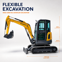 Mini-excavatrice chinoise 3,5 tonnes 2T 1 tonne, la plus petite mini-excavatrice diesel, excavatrice sur chenilles agricole de petite taille avec cabine climatisée