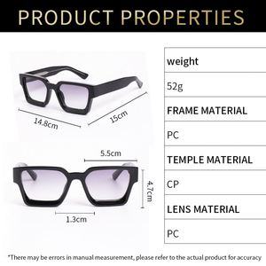 Lunettes de soleil carrées à monture épaisse UV400 pour hommes et femmes, personnalisables avec logo, collection 2025 - Product Image 6