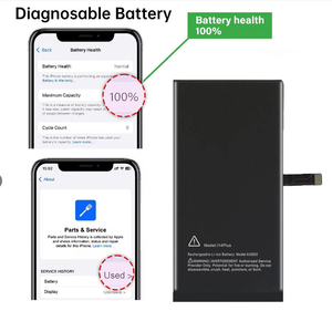 แบตเตอรี่วินิจฉัยสำหรับขายส่งสำหรับ iPhone 12 12pro 0 รอบการใช้งาน สุขภาพ 100% ไม่มีข้อแจ้งเตือน ผลิตจากโรงงาน OEM ได้รับมาตรฐาน CE FCC RoHS - Product Image 6