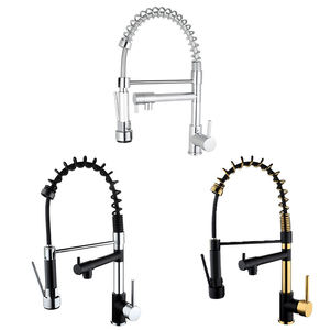 Pour Amazon vente chaude or noir LED robinet de cuisine multi-fonctionnel monté sur le pont rotatif extractible vanne en céramique dosée Fauc - Product Image 5