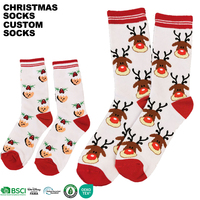 Chaussettes personnalisées pour femmes, Noël, hiver, tricotées, Père Noël, rennes, coton respirant, motif dessin animé, usage quotidien