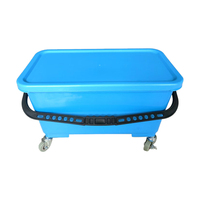 EcoClean Serpillère à raclette professionnelle robuste 25L personnalisée pour vitres, seau rectangulaire mobile avec roues et grille pour le nettoyage de l'eau