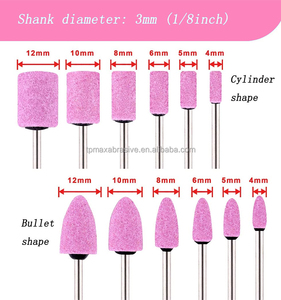 100 Uds puntas montadas de cerámica Rosa corindón cromado cilíndrico/bala/forma de cono juego de ruedas de pulido de piedra abrasiva OEM - Product Image 2