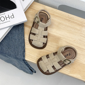 Sandalias de Verano para Niñas, Estilo Coreano, Tejidas, con Suela Suave Antideslizante, Punta Cerrada, para Bebés y Niñas Pequeñas, Modernas y de Color Sólido - Product Image 4