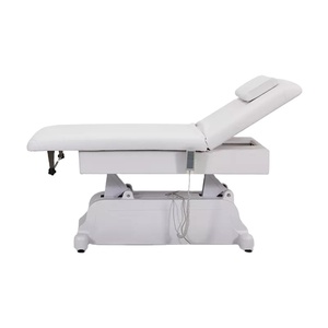 Table de massage électrique pliable Kisen grande taille, blanche, confortable, légère, en cuir synthétique pour soins du visage et extensions de cils - Product Image 2