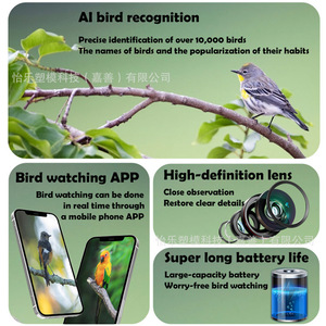 Bird Feeder <b>Camera</b> 1080p FHD <b>Solar</b> Powered Waterproof Outdoor Smart Bird Feeder With App Support Green - Product Image 4