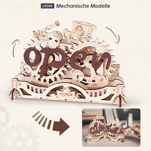 Robotime Rokr Wood Crafts LK506 Letrero Abierto/Cerrado, Modelo Mecánico, Rompecabezas 3D de Madera para Armar - Product Image 4