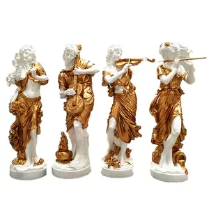 Figures occidentales, sculptures en fibre de verre, style européen soufflant, tirant, jouant, chantant, décoration créative de cour extérieure