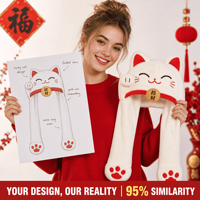 Chapeau en peluche chat porte-bonheur personnalisé, fabricant OEM ODM, chapeau d'animal en peluche personnalisé avec longues bras, haute qualité, vente en gros