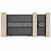 Portail coulissant en aluminium 6063-T5, lamelles de portail de villa, panneau octogonal découpé au laser, noir mat