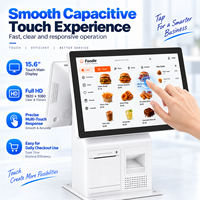 Terminal de point de vente à double écran blanc de 15,6 pouces, processeur i5 4e génération, 8 Go de RAM, 128 Go de SSD, écran tactile, imprimante, scanner pour les commerces de détail et les restaurants