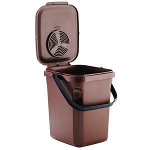 Contenitore per rifiuti organici con filtro a carbone attivo. Capacità di 10 litri. Marrone. DENOX. - Product Image 2