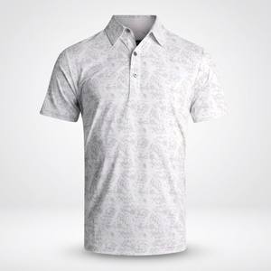 Camisa Polo de Golf Blanca con Estampado Floral para Hombre, Manga Corta, Transpirable, de Algodón Tejido, Informal, Ropa de Golf - Product Image 3