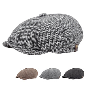 Wholesale Vintage Herribone Tweed <strong>Peaky</strong> <strong>Blinders</strong> Flat Cap <strong>Hat</strong> 8 Panel Newsboy Beret Ivy <strong>Hats</strong> for Men - Product Image 1