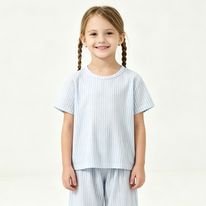 Pijamas para Niños, Conjuntos de Pijamas a Rayas de Color Claro, Ropa de Dormir de Manga Larga para Niñas, Conjunto de Pijama Personalizado, Proveedor de Bambú - Product Image 2