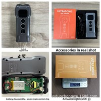 Répulsif à ultrasons double tête OEM/ODM pour chiens avec lumière stroboscopique LED, dispositif d'entraînement anti-aboiement, dispositif de sécurité extérieur en ABS noir