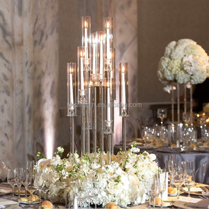 SMOOTH <b>Large</b> Crystal Wedding Candle Holder 10 Arms Candelabra Tall Clear Glass <b>Candlestick</b> for Table Centerpiece - Product Image 1