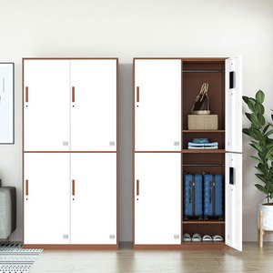 Armoire design moderne à 4 portes en acier avec serrure à clé Armoire en métal blanc pour dortoir Salle de sport à domicile Vestiaire - Product Image 1