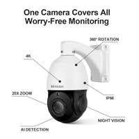 Cámara de Seguridad CCTV 4K PTZ con Zoom Óptico 20X, Visión Nocturna IR de 120m, IP66, para Estadios, Partidos Deportivos y Campos Deportivos