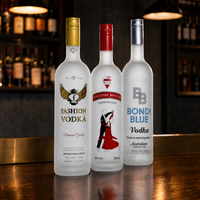 Bouteilles en verre dépoli cylindriques pour vodka 500ml 700ml 750ml vides avec logo personnalisé pour la conservation de la tequila, du brandy, du gin, du whisky et des spiritueux