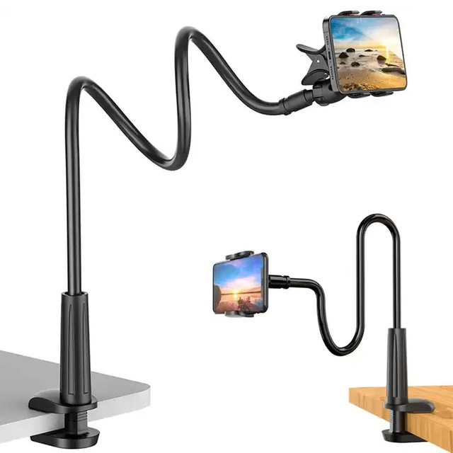 2026 Trending Alloy Flexible 360 Degree Rotation Spiral Mobile Phone & Tablet Holder Long Arm Clip & Clamp Desk Mount