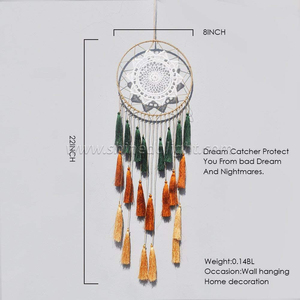Décoration d'intérieur <span class=keywords><strong>Attrape</strong></span>-rêves faits à la main avec pompon, suspension murale en macramé, <span class=keywords><strong>attrape</strong></span>-rêves <span class=keywords><strong>pour</strong></span> chambre à coucher avec ornement en plumes et pompon - Product Image 5