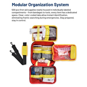 Accesorio de kit médico 500 PCS Botiquín de <span class=keywords><strong>primeros</strong></span> <span class=keywords><strong>auxilios</strong></span>, botiquín de emergencia impermeable, <span class=keywords><strong>primeros</strong></span> <span class=keywords><strong>auxilios</strong></span> de trauma de supervivencia para viajes al aire libre en automóvil - Product Image 4
