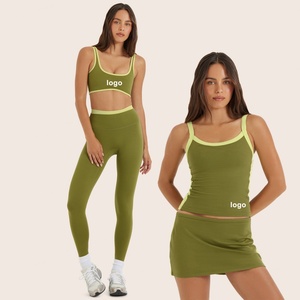 Soutien-gorge de sport et haut de yoga pour femme, nouvelle couleur contrastée, respirant, dos évidé, fermeture élastique à la taille pour la course et le fitness - Product Image 1
