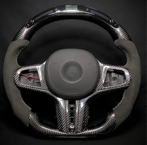 Volante Deportivo de Cuero y Fibra de Carbono con LED para <span class=keywords><strong>BMW</strong></span> G82 M4 G20 G22 G30 G01 G02 G11 G12 G80 G81 X3 X4 X5 M8 F92 con Botón Calefactable - Product Image 5