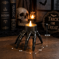 Bougies LED sans flamme 2 pièces, design main de squelette d'Halloween, effrayantes pour fête d'Halloween, décoration d'intérieur, centre de table