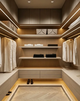 Armoire de chambre moderne sur mesure avec coiffeuse, panneau en bois et 4 tiroirs pour usage domestique