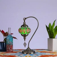 Lámpara de mesa LED de mosaico hecho a mano turco de estilo moderno, Kit de bricolaje, cuerpo de hierro E14, fuente de alimentación eléctrica para sala de lectura