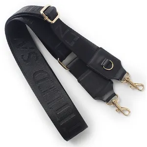 Luxury Pure Color Cotton Webbing With Pu Leather Long Shoulder Strap Adjustable Shoulder Messenger Bag Accessory Bag Obag Strap