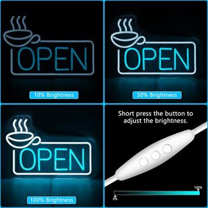 Coffee neon sign OPEN LED dimmable USB powered ambient <b>light</b> shop <b>window</b> decoration <b>light</b> street indicator <b>light</b> landscape <b>light</b> - Product Image 3