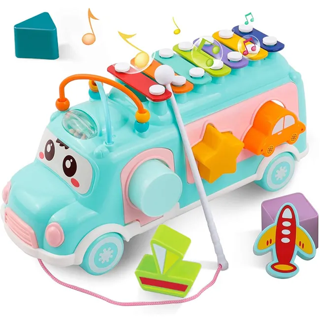 Aktivite küp oyuncak otobüs içerir ksilofon yürümeye başlayan eğitici oyuncaklar komik piyano bebek ksilofon bebek müzikli oyuncak renk kutusu ile