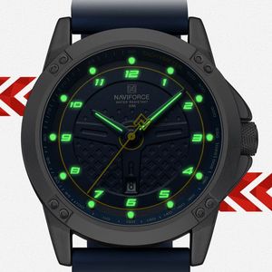 NAVIFORCE 8031 Orologio da Uomo Sportivo in Silicone Impermeabile Orologi al Quarzo da Uomo Moda Luminoso con Calendario Orologio da Polso Argento Blu - Product Image 3