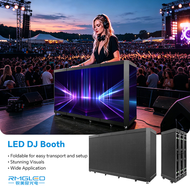 Foldable Mobile Led Dj Booth Table With Custom Screen Desk Curved Dj Facade Booth Stand Top Dance Podium