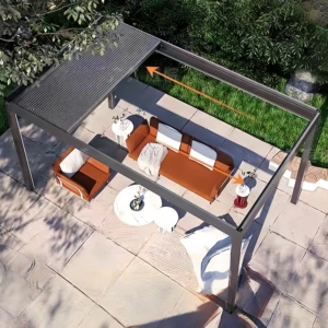 Pérgola Bioclimática Inteligente con Ventilador Calefactor, Revestimiento de Espejo, Aluminio, Resistente a la Intemperie, Multiusos, para Exteriores - Product Image 2
