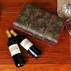 Boîte de rangement à <span class=keywords><strong>whisky</strong></span> à double compartiment, style vintage, élégante, en bois rouge vin - Product Image 5