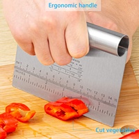 Grattoir à pâte professionnel en acier inoxydable poli miroir de 15 cm avec échelle de mesure, grattoir de comptoir pour pâtisserie, pour pain et pizza