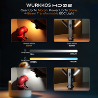 Wurkkos nouvelle version HD02 lampe de poche LED pliable magnétique 3200lm Quad Beam Laser vert et lumière d'aile avec Powerbank