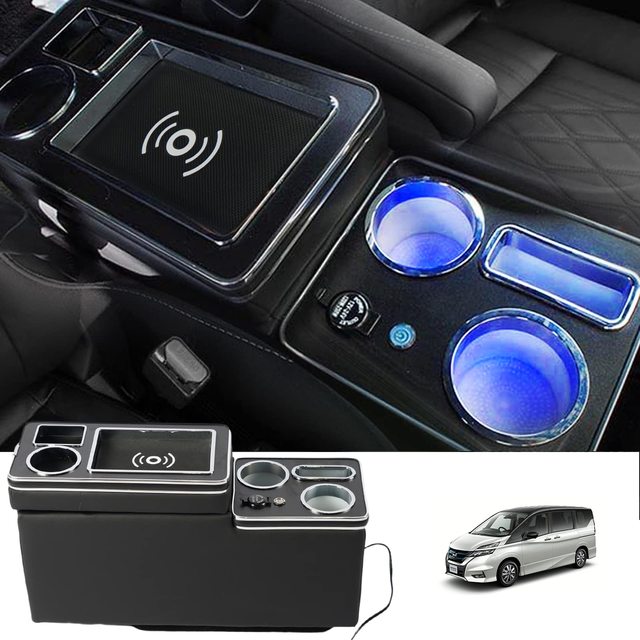 For Nissan Serena C27 E-Power Armrest Console Box Wireless Charging Armrest Box USB Port Storage Console Box