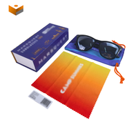 Coffret de luxe en carton pour lunettes avec couvercle rabattable, personnalisable avec logo, pour lunettes de soleil, avec pochette et chiffon de nettoyage