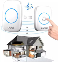 Bouton tactile étanche 38 chansons blanc noir lumière LED sans fil Kit de sonnette intelligente pour la sécurité à domicile