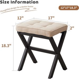 Reposapiés Plegable de Madera Moderno con Cojín y Funda Extraíble, Otomana Pequeña para Sala de Estar, Dormitorio u Oficina - Product Image 5