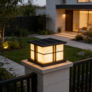 Lampe de poteau extérieure LED solaire/électrique moderne minimaliste IP65 étanche pour jardin et aménagement paysager - Product Image 2