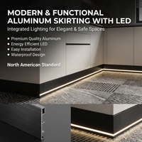 Zócalo de Pared de Aluminio con LED, Moldura Decorativa |   Perfil de Tira de Luz LED Metálica para Decoración de Interiores 6cm 8cm 10cm 12cm 15cm