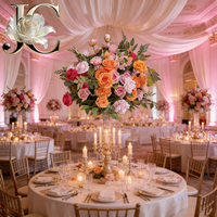 Boule de fleurs en lin OLERAY, fausse boule de fleurs en soie, centre de table de mariage pour décoration de table en lin, vente en gros