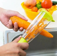 Gepersonaliseerde logo groothandel herbruikbare plastic groenteschiller met opbergbak keuken fruit schiltool